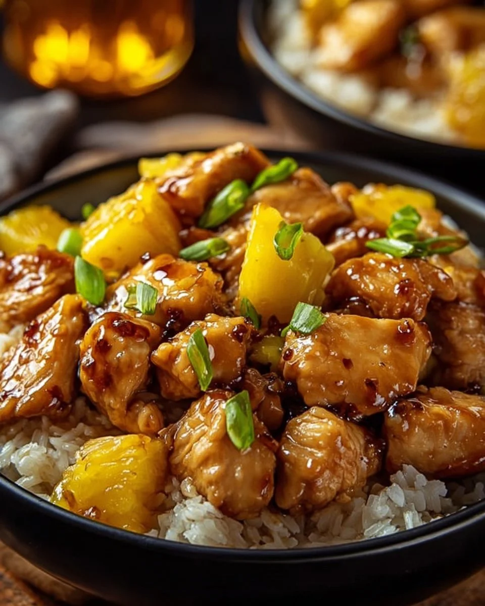 Ananas-Hähnchen mit Reis