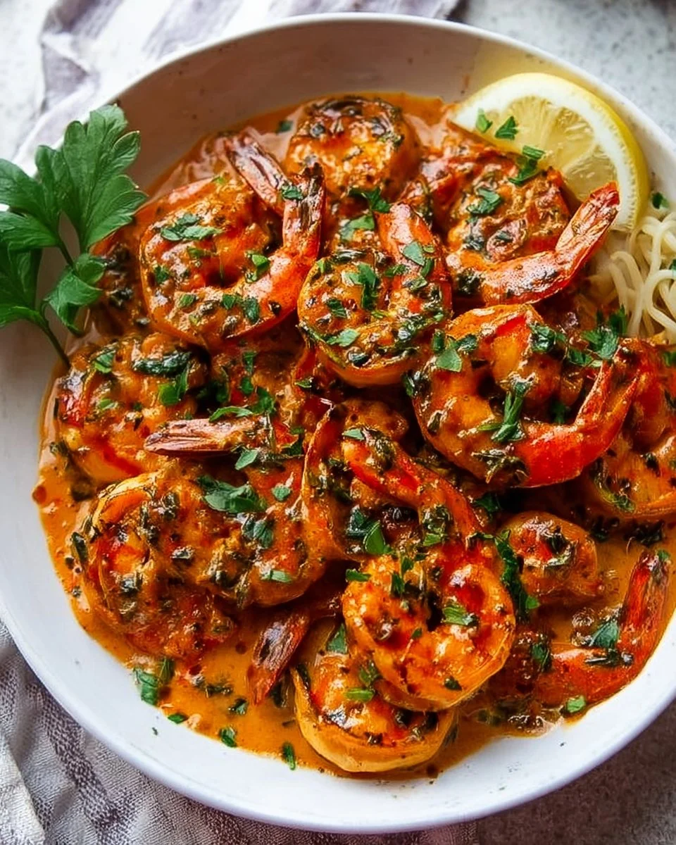 Cremige Knoblauch-Paprika-Garnelen-Pfanne Rezept