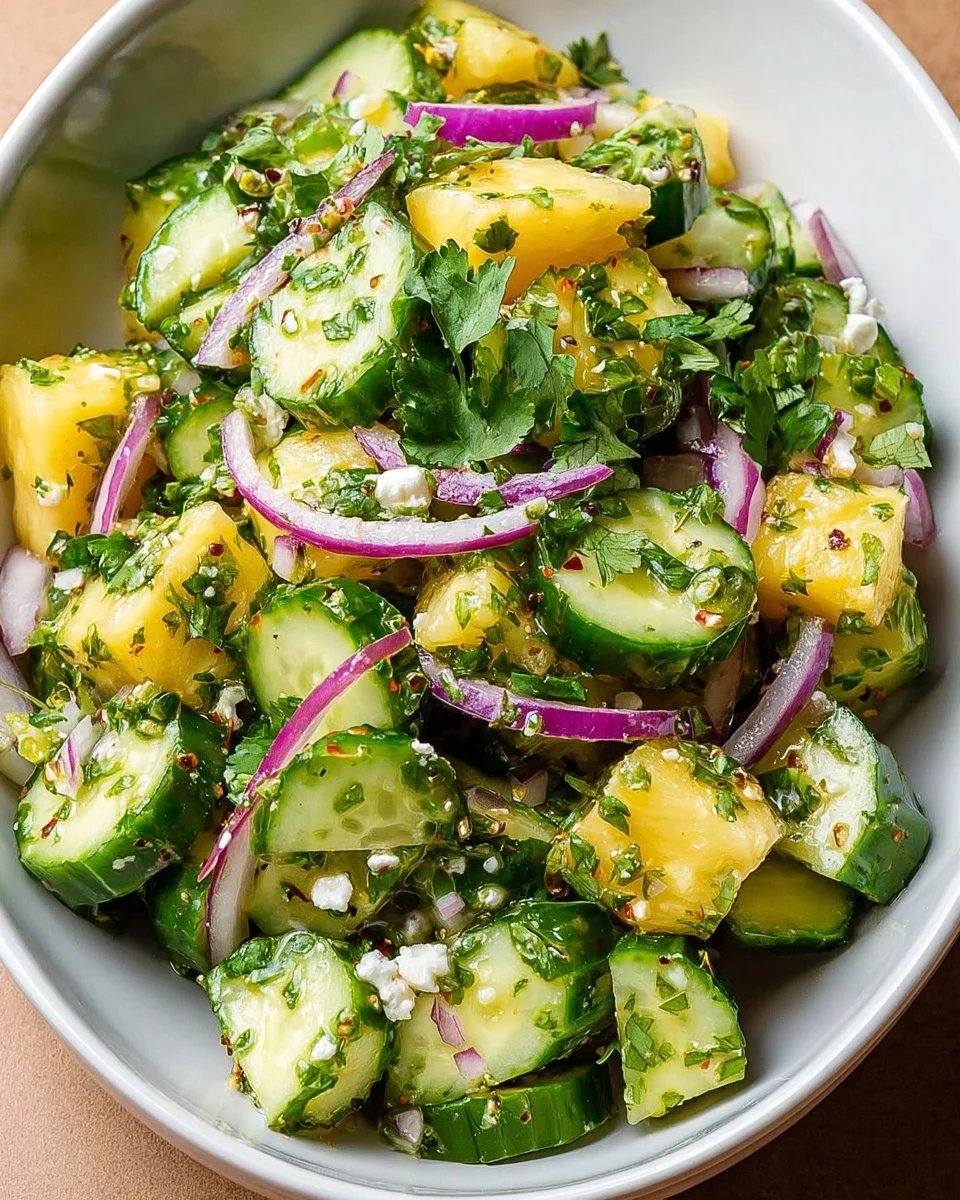 Erfrischender Süßer Ananas-Gurken-Salat