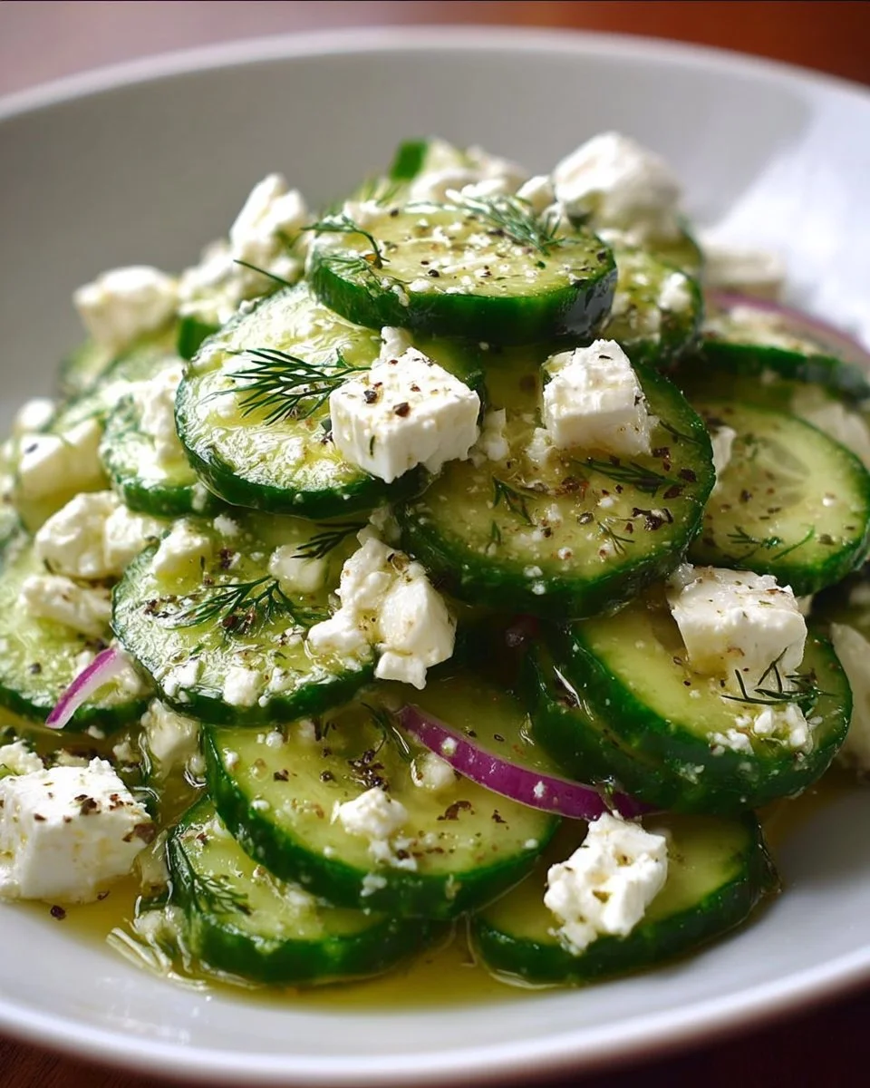 Gurkensalat mit Feta und Zitronen-Vinaigrette