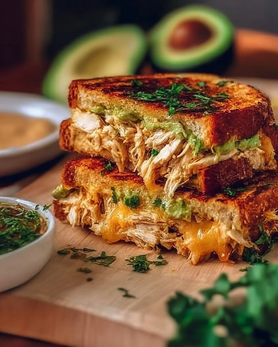 Hähnchen-Avocado-Schmelz-Sandwich