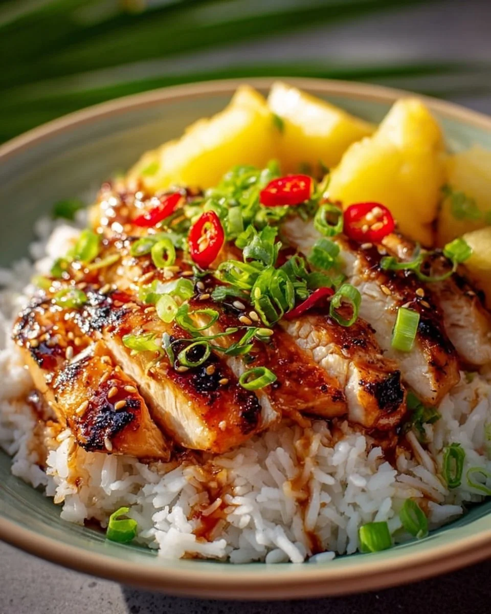 Hawaiianisches Huhn und Kokosreis