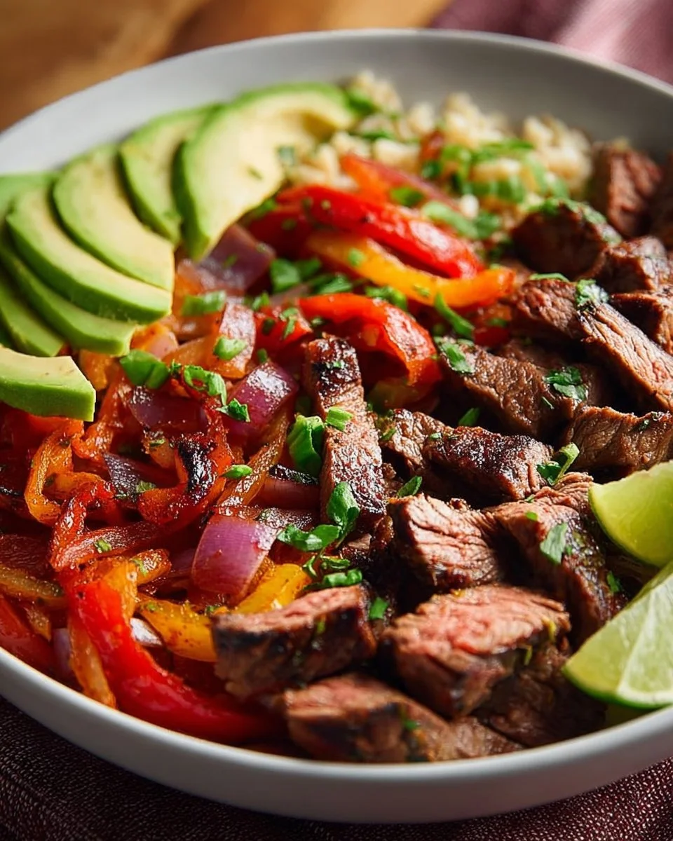 Hohe-Protein, Niedrig-Carb Steak Fajita Schüssel
