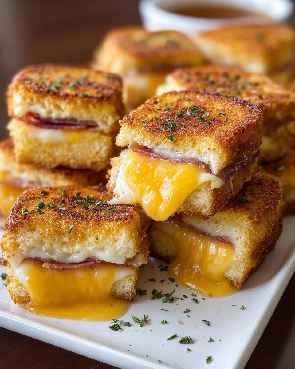 Mini Gegrillte Käse-Hawaiiröllchen auf einem Teller serviert