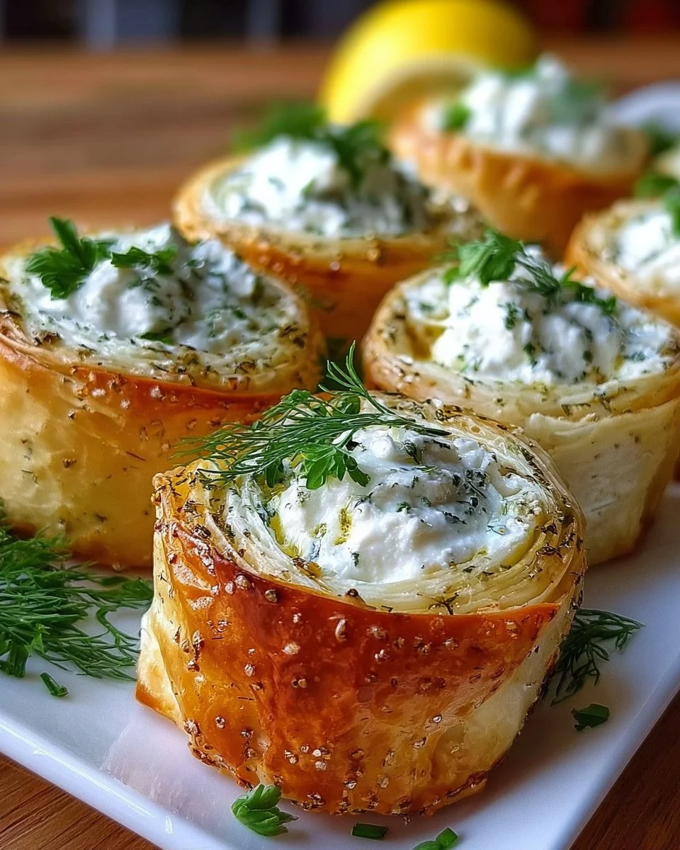 Ofen-gebackene Feta-Röllchen