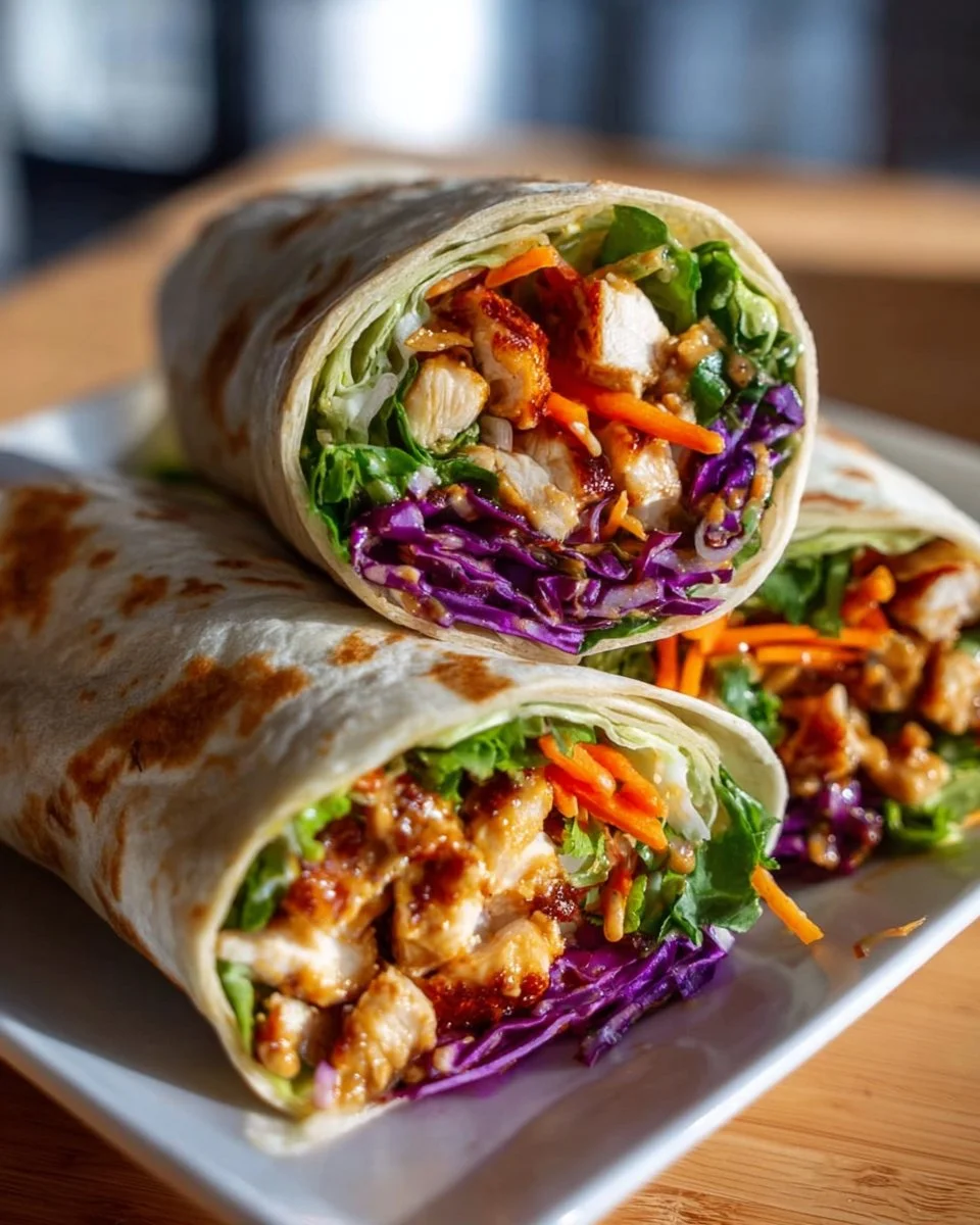 Thai Erdnuss-Hühnchen-Wraps