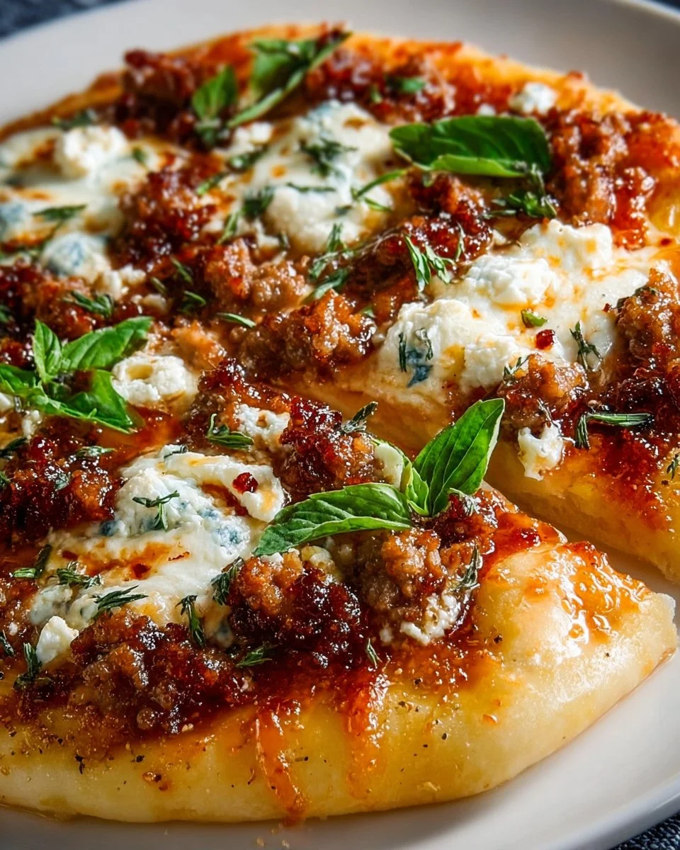 Wurst Ricotta Honig Heiße Pizza