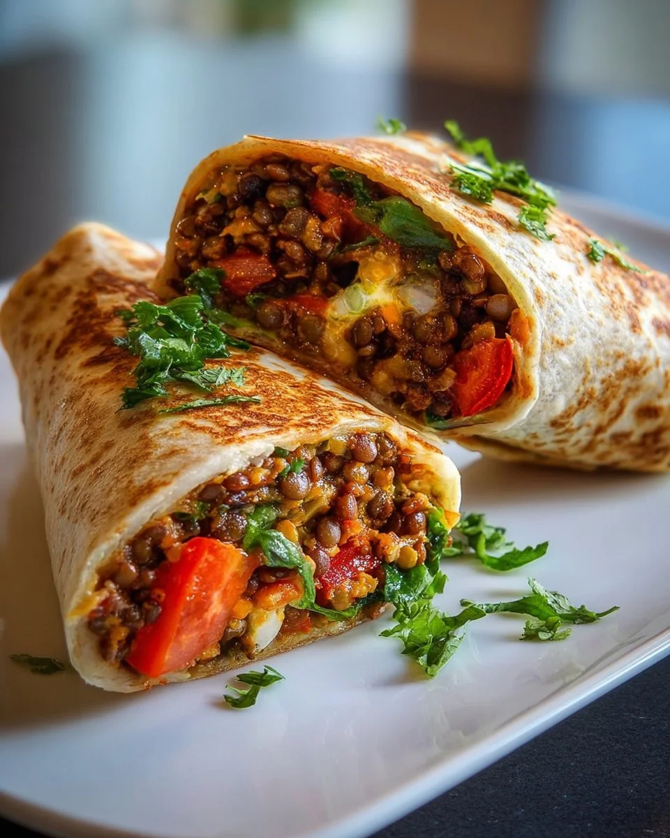Burritos with lentils and walnuts