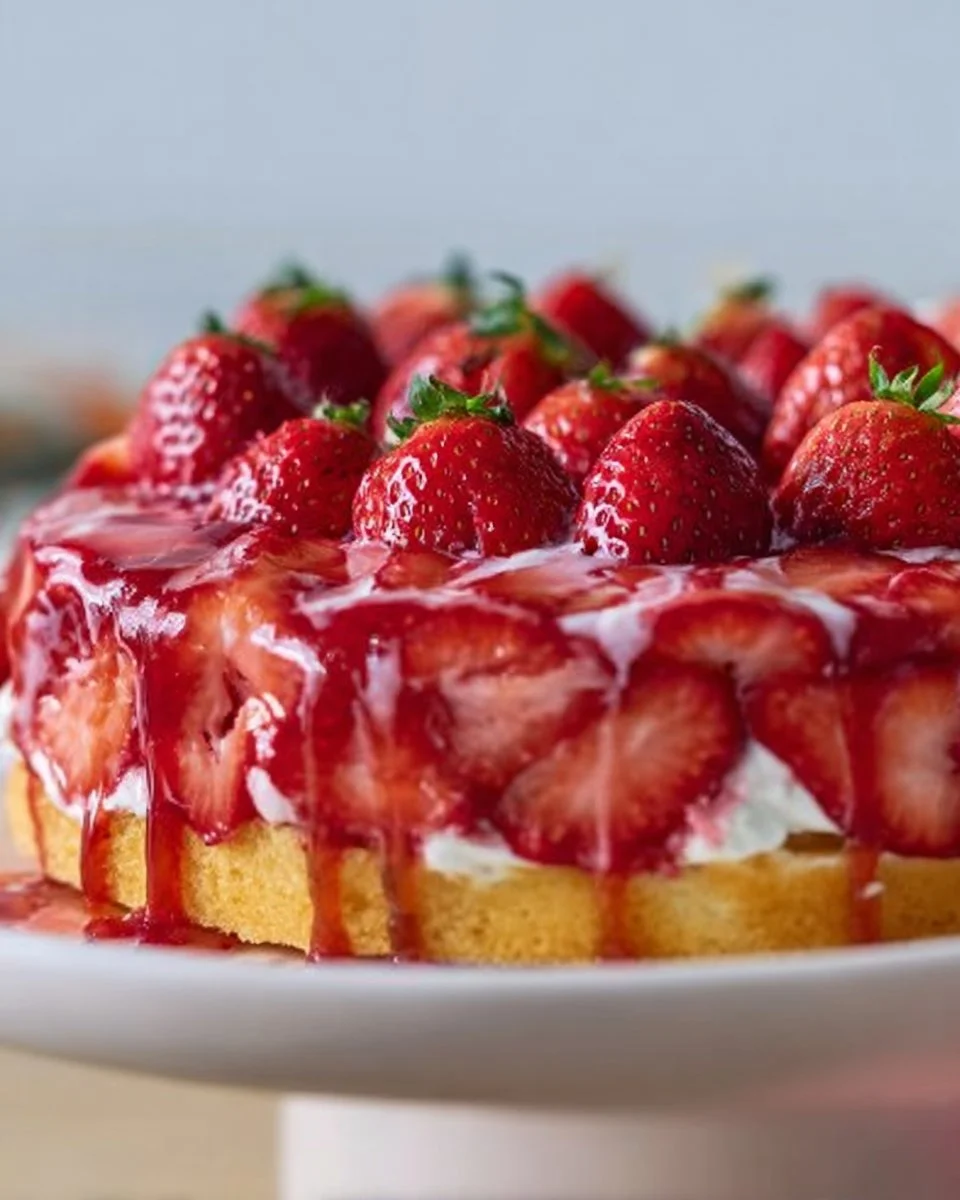 Erdbeerkuchen mit Vanillepudding