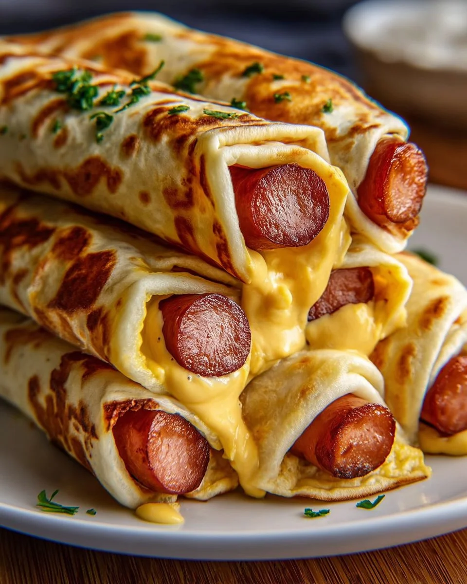 Gebackene Hot Dogs in Tortilla-Teig
