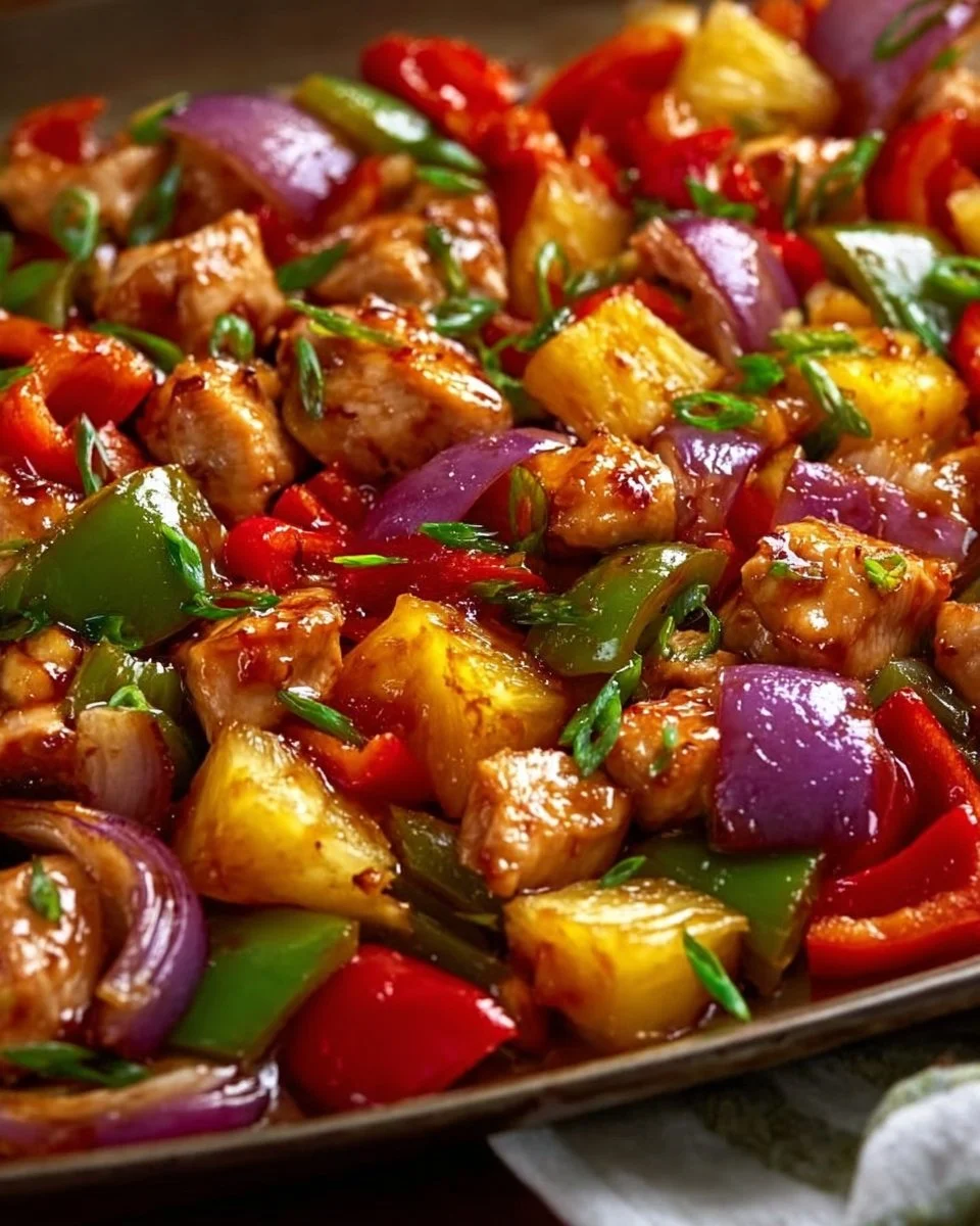 Hawaiianisches Hähnchen auf dem Blech