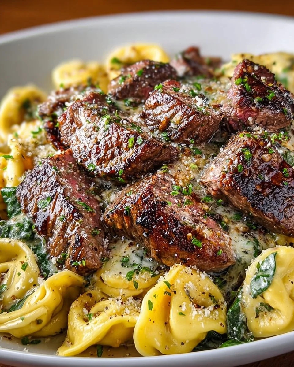 Knoblauch-Steak und käsegefüllte Tortellini-Pfanne: Das Glück wartet!