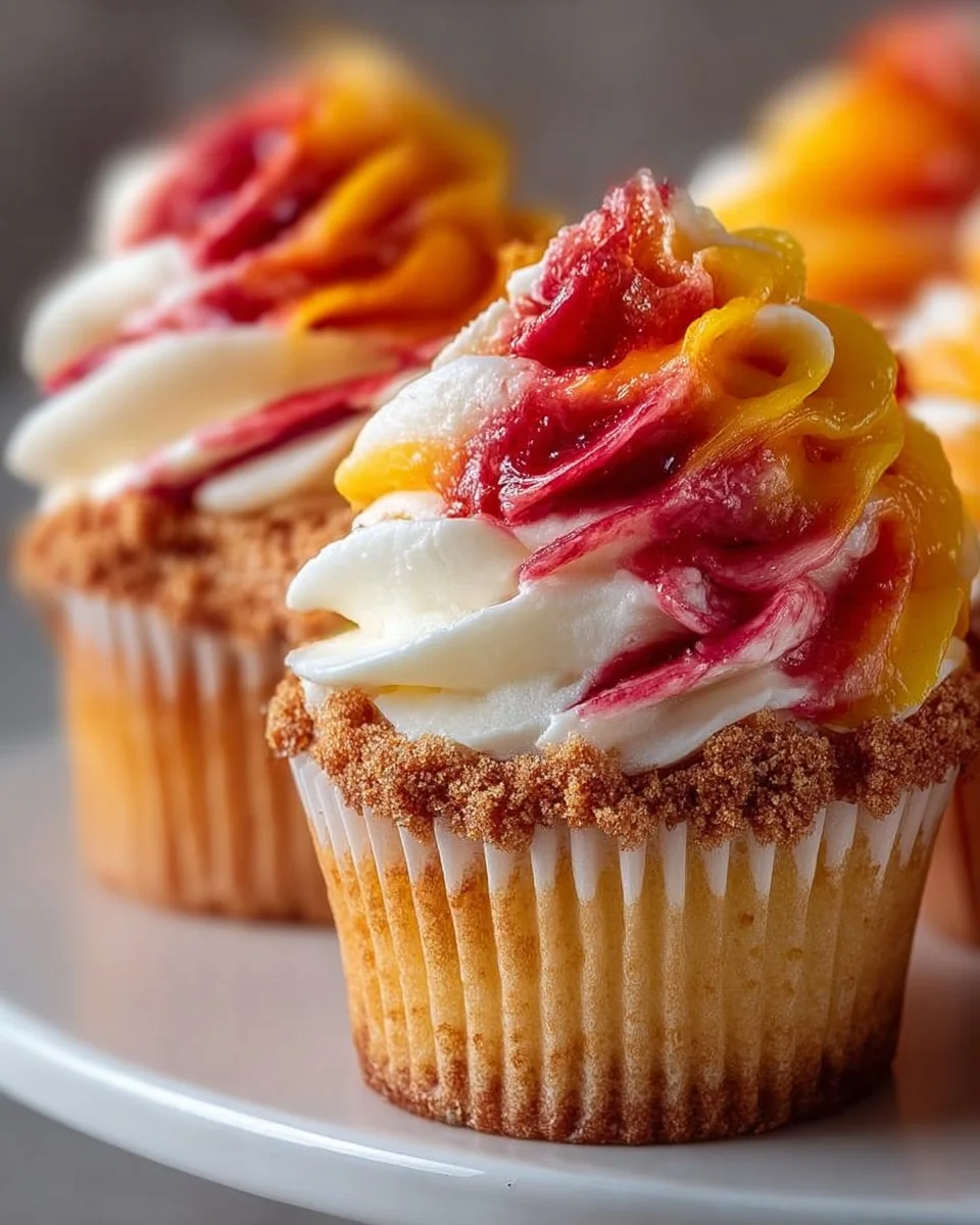Mango-Erdbeer-Sonnenuntergangs-Cupcakes, die Sie begeistern werden!