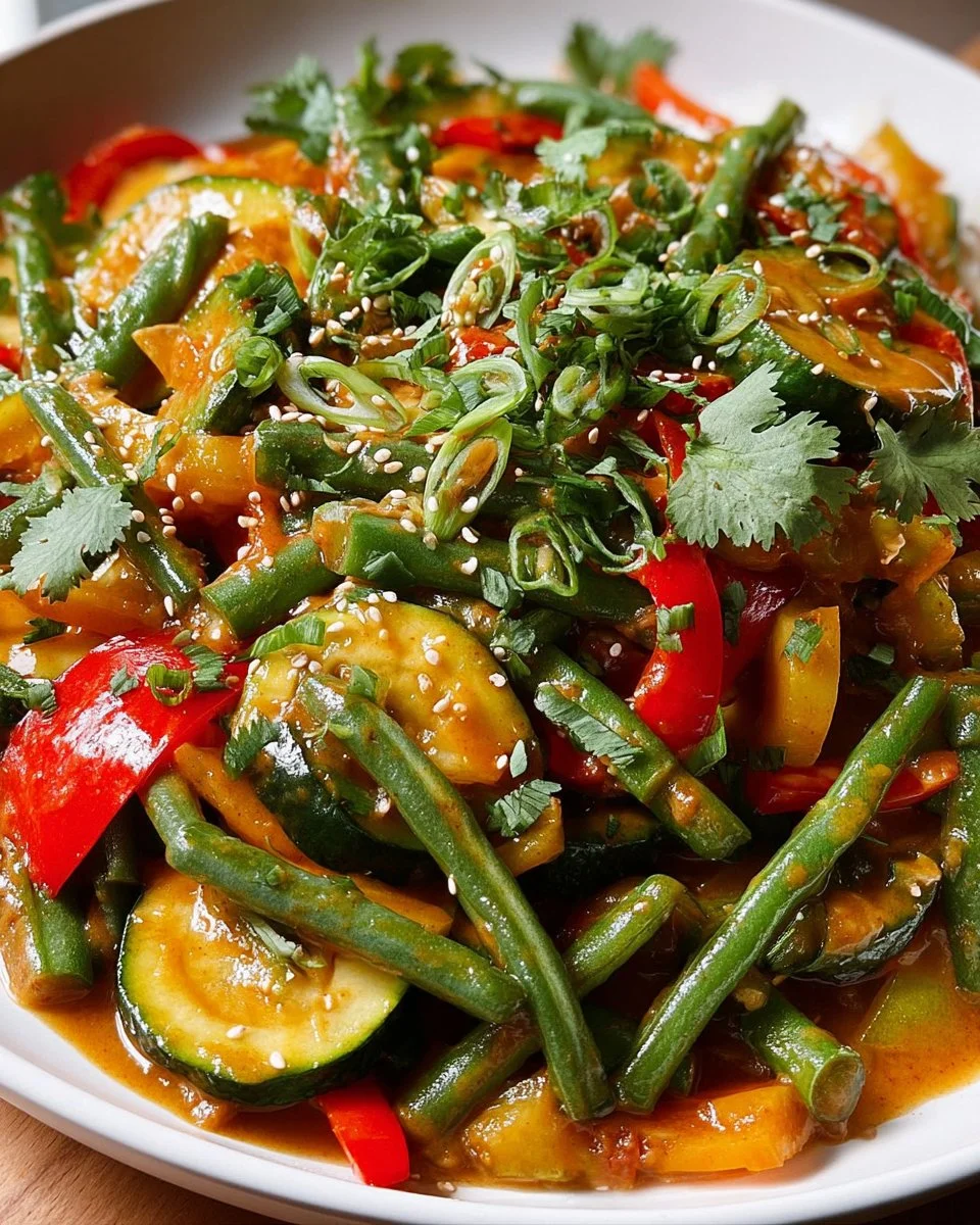 Zucchini Bohnenpfanne mit Erdnussbutter