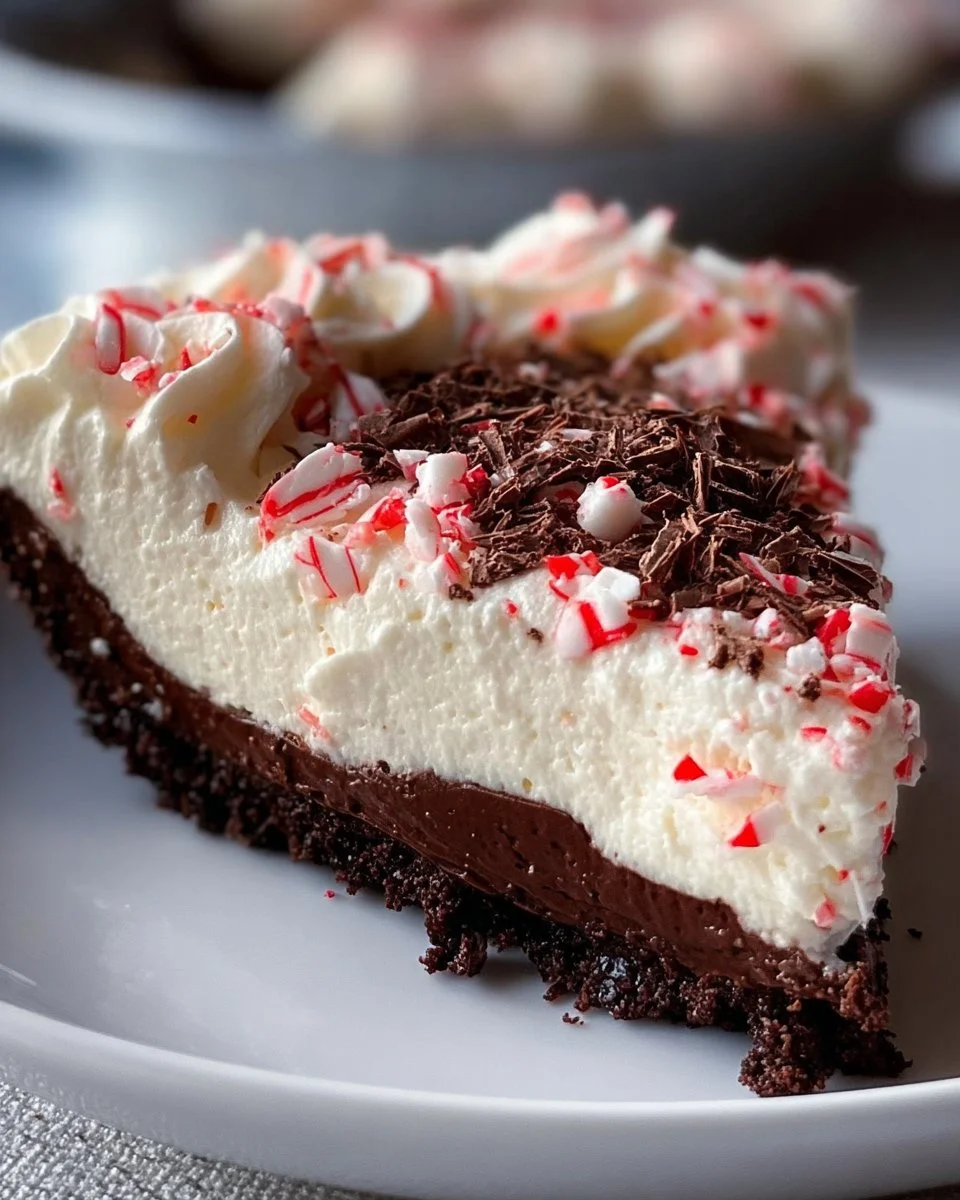 Einfache No-Bake Weihnachts-Pfefferminz-Pie