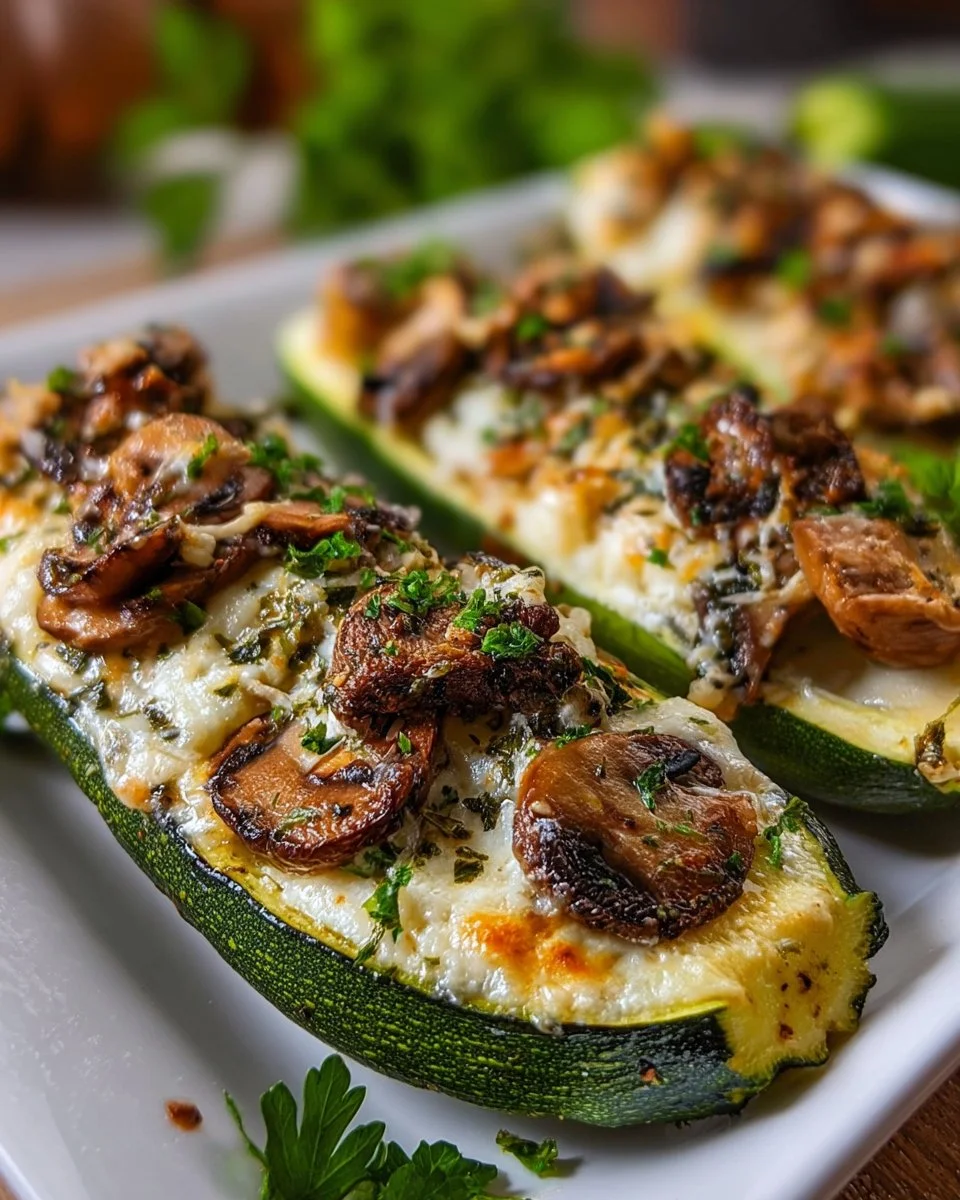 Gefüllte Zucchini mit Champignons
