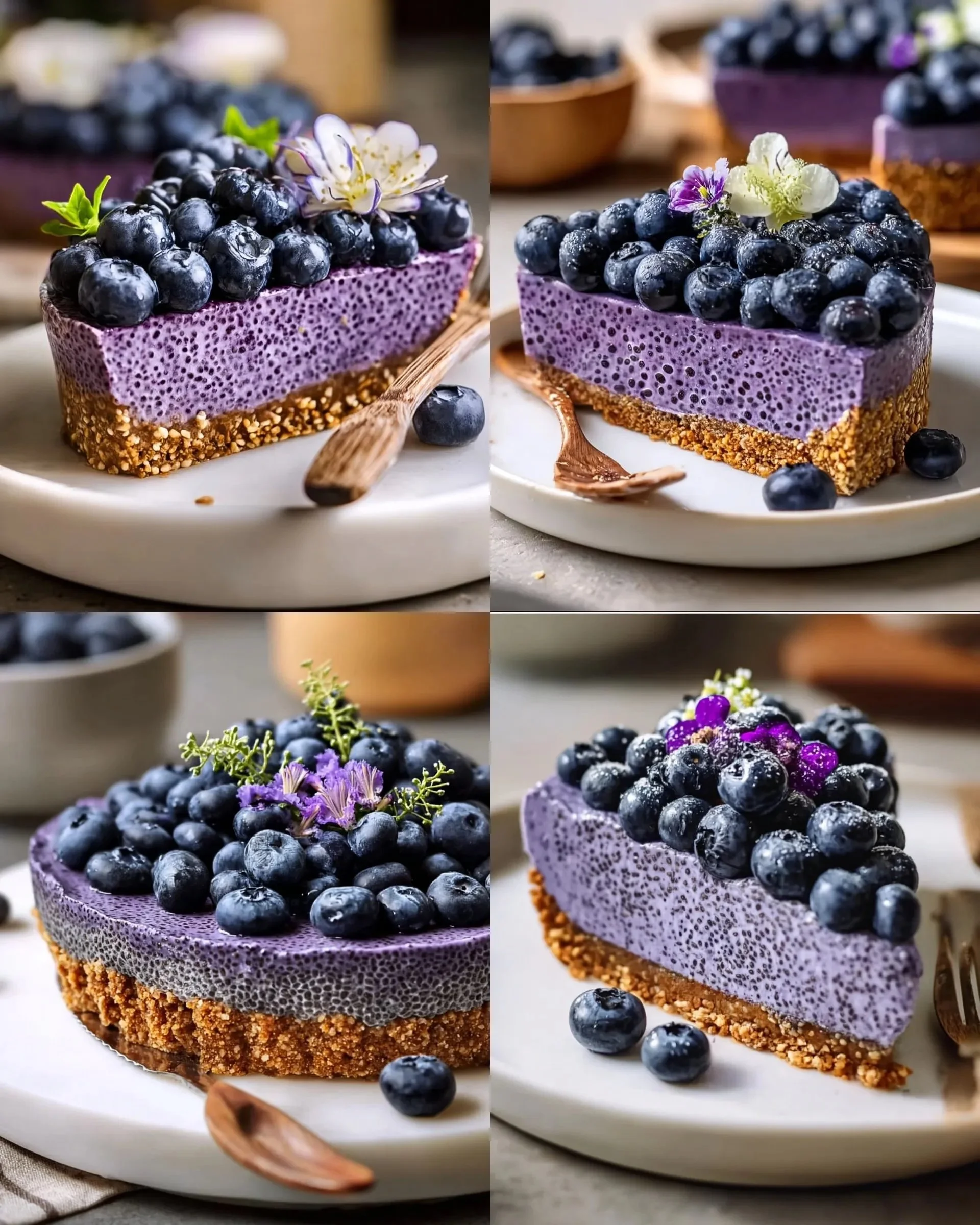 Gekühlter Blaubeer-Chia-Kuchen