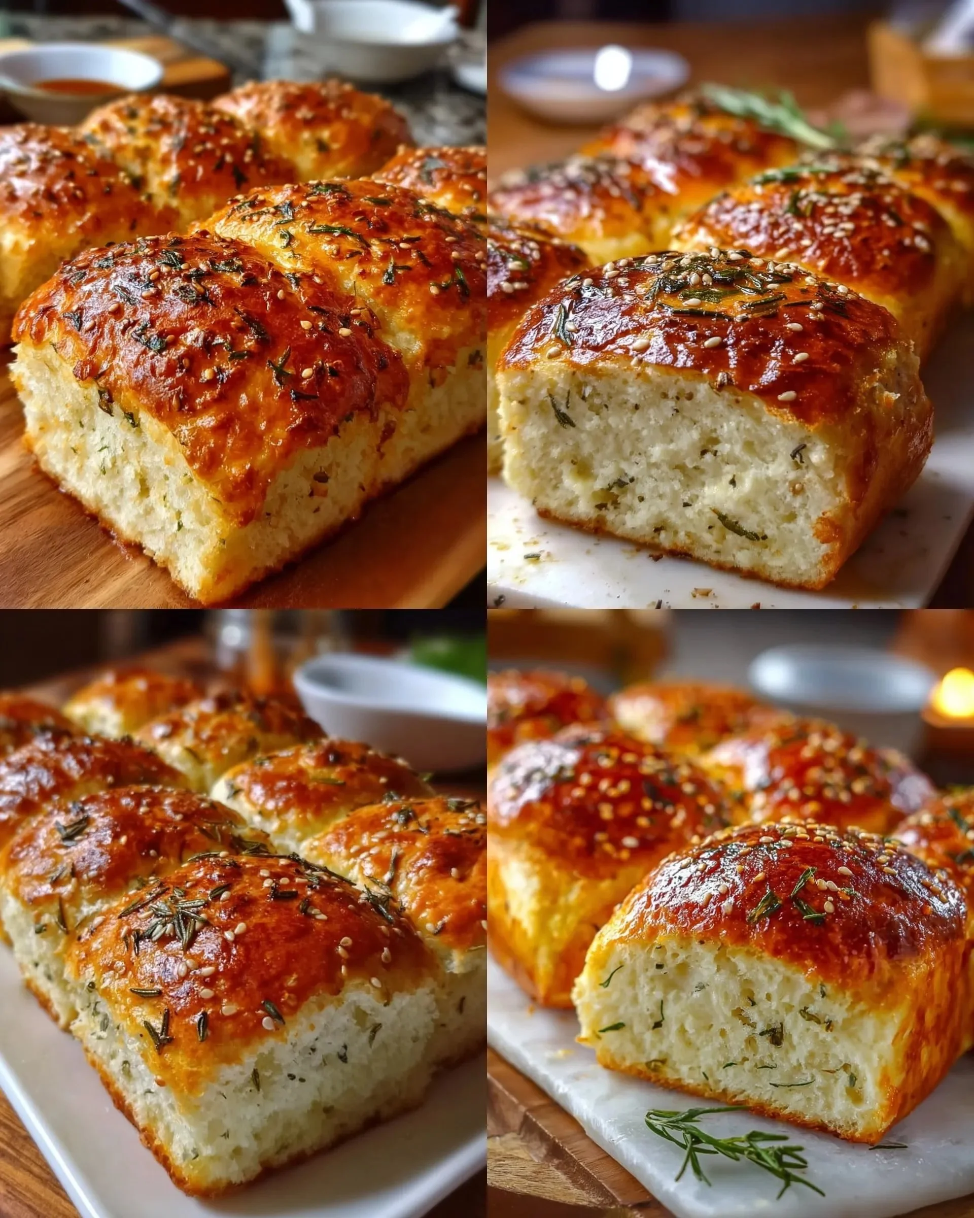 Leckeres Joghurtbrot ohne Kohlenhydrate auf einem Holzbrett.