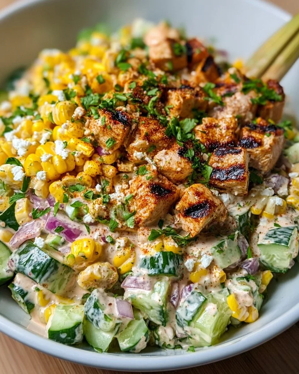 Straßenmais cremiger Gurken-Hühnersalat: Ein erstaunliches ultimatives Rezept