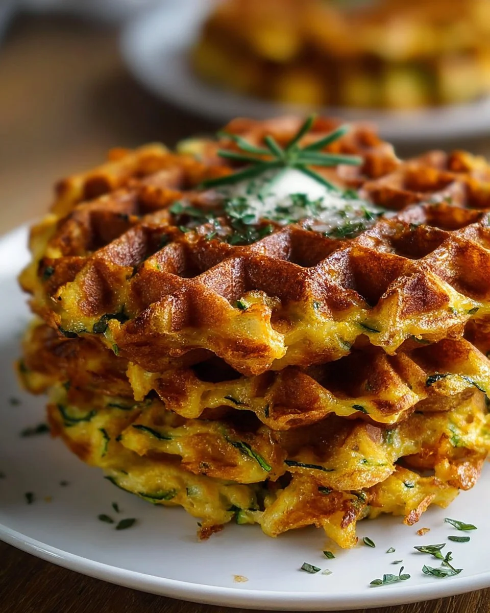 Zucchiniwaffeln mit Cheddar