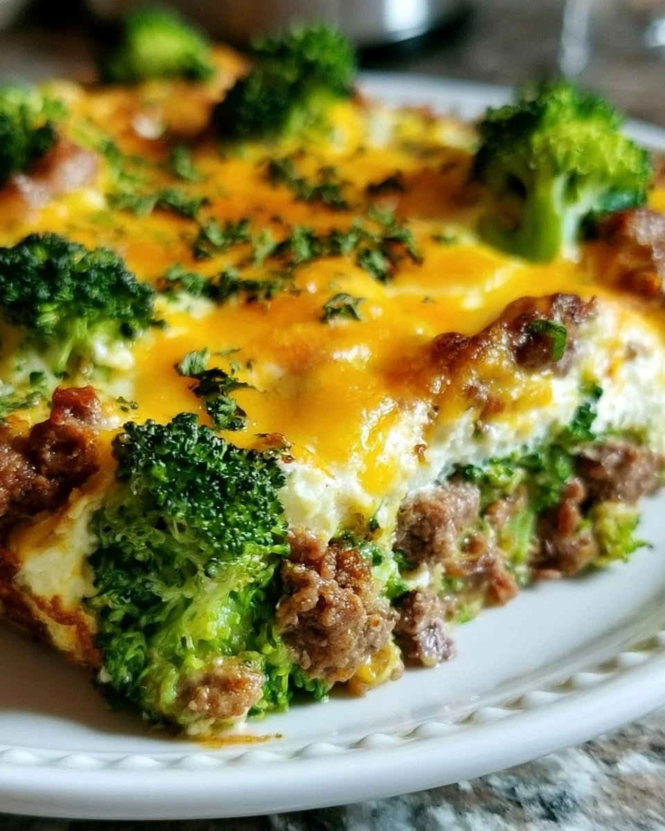 Fitness casserole with broccoli and minced meat