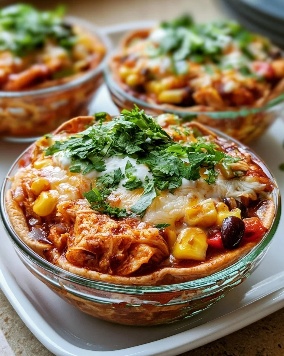 Hähnchen-Cottage-Cheese-Enchilada-Schalen