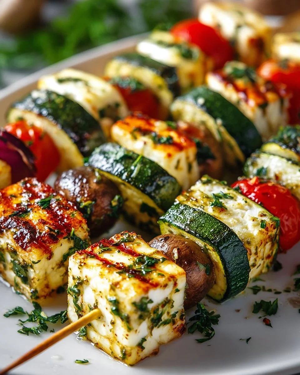 Halloumi-Zucchini-Spieße vom Grill