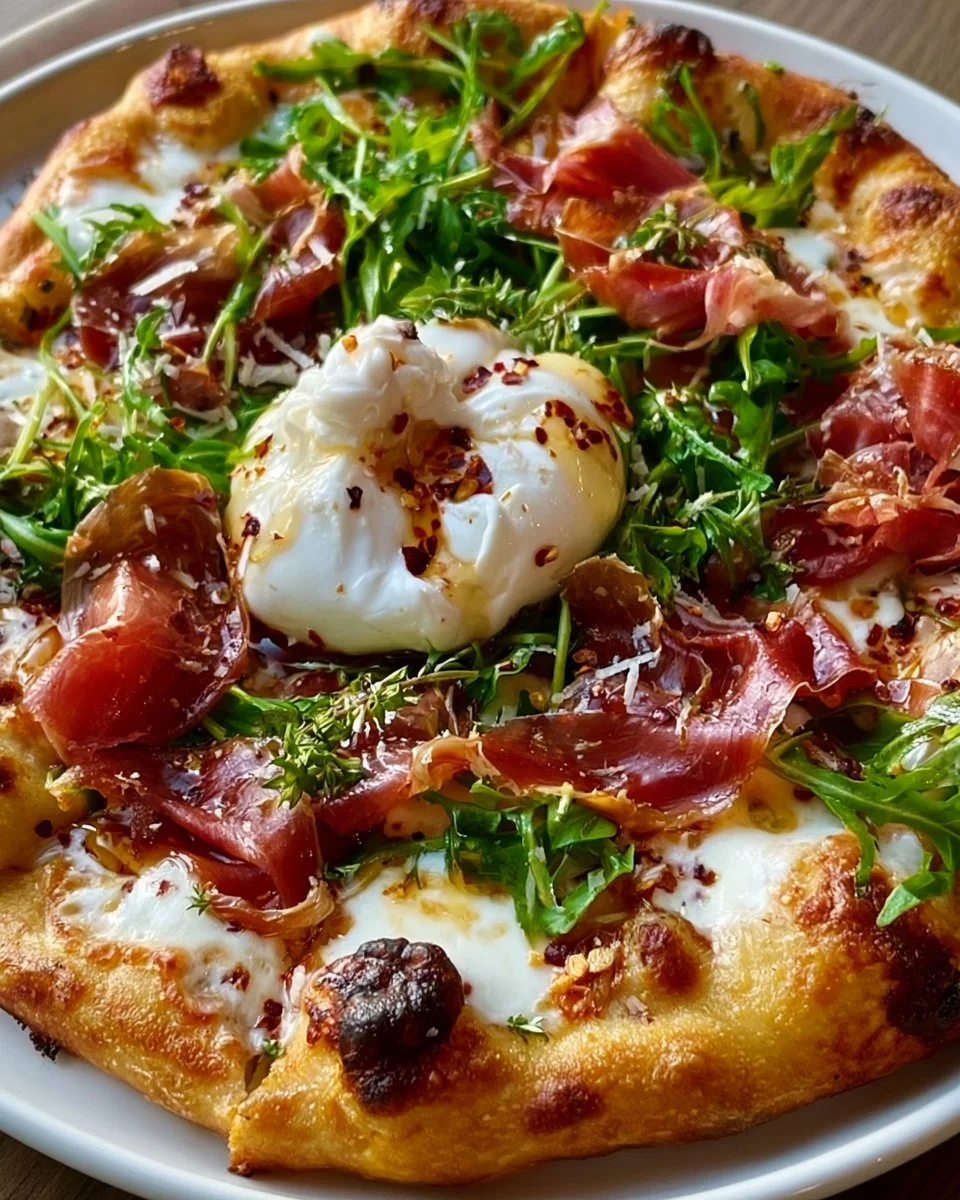 Prosciutto und Honig Burrata Pizza