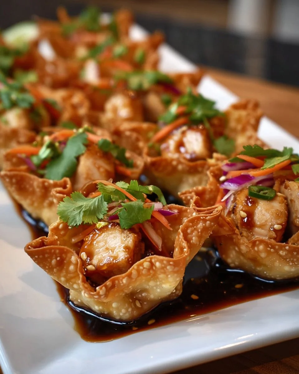 Teriyaki-Hühnchen-Wonton-Tacos