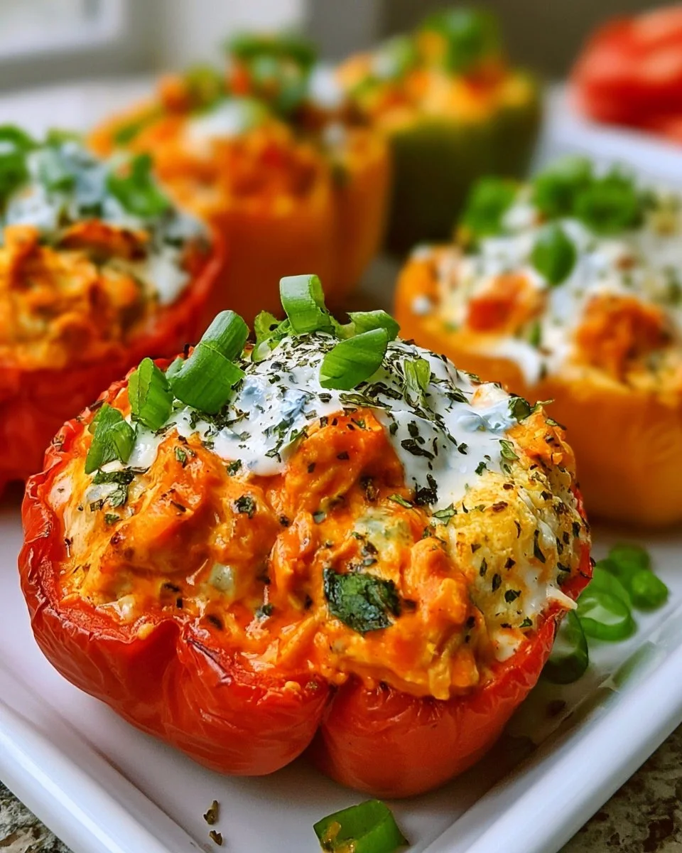 Buffalo-Hühnchen gefüllte Paprika
