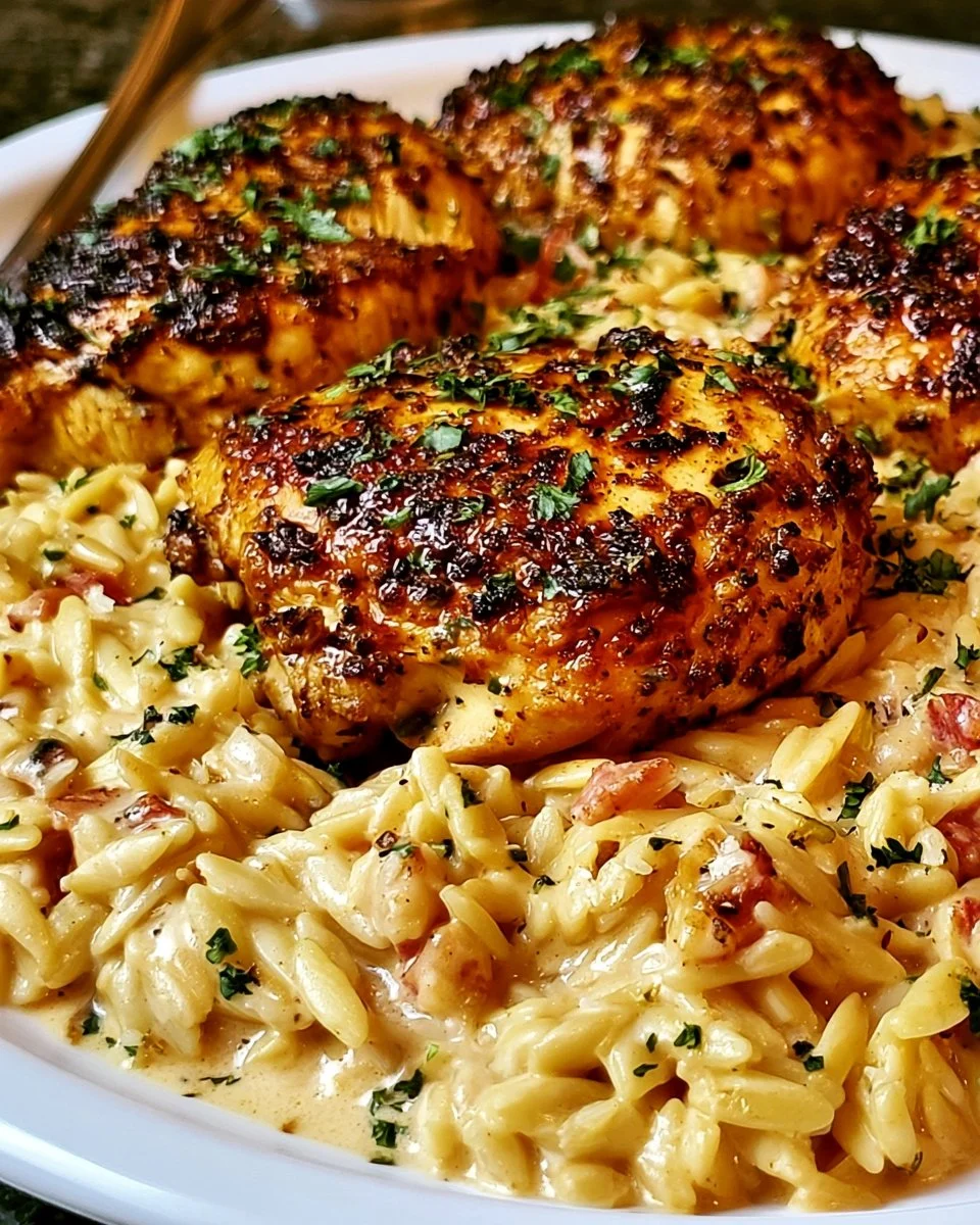 Cajun-Hühnchen-Alfredo-Orzo
