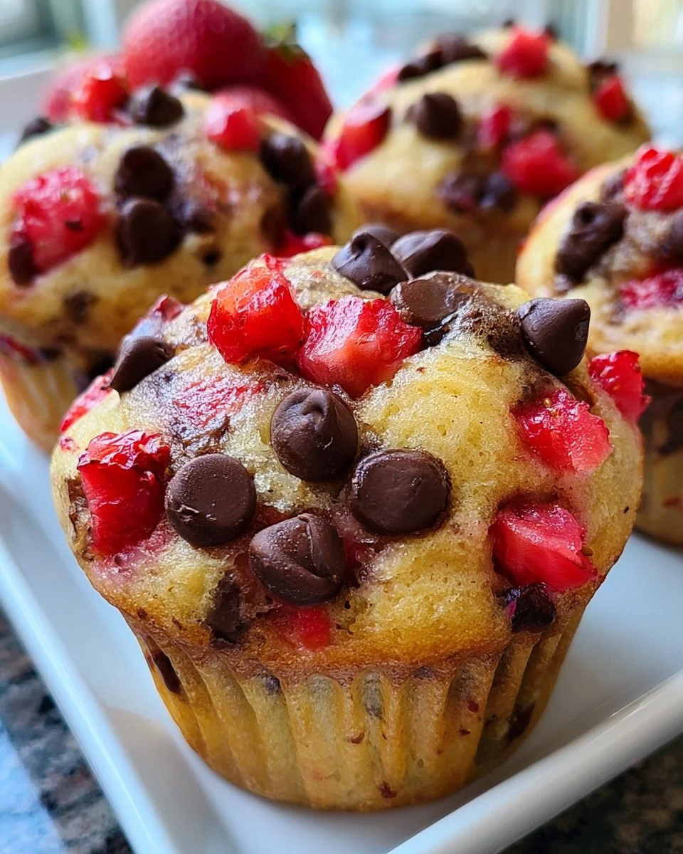 Erdbeere-Schokoladenstückchen Muffins